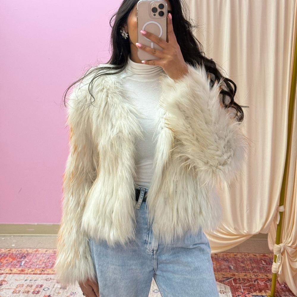 Genuine White Raccoon Fur Jacket Size S/M (NWOT)